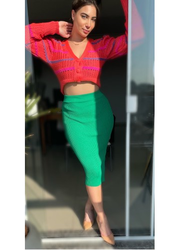 Saia tricô canelado Saia tricô canelado