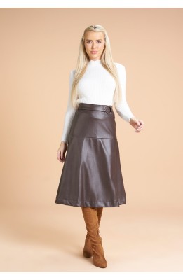 Saia midi couro PU