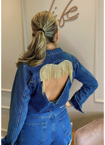 Jaqueta jeans coração 